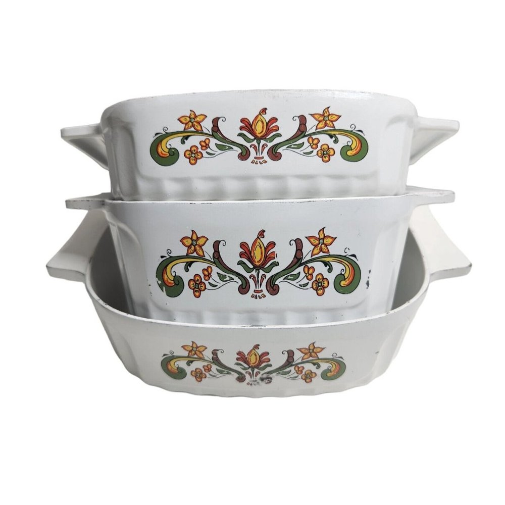 Vintage 3-Piece Nordic Ware Cast Bake Ware Casserole 2 Qt Bundt 1 1/2 Qt 1 Qt